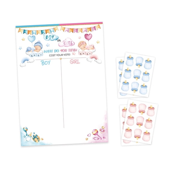 Tablero Para Revelar El Género Del Bebé, Artículos Novedosos Para Cumpleaños De Bebé, Juego De Votación Para Niño Y Niña, Blanco