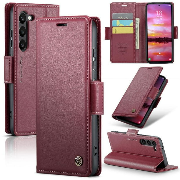 CaseMe tipo cartera Samsung Galaxy S24 con cierre magnético, RFID, tarjetero, soporte, carga inalámbrica