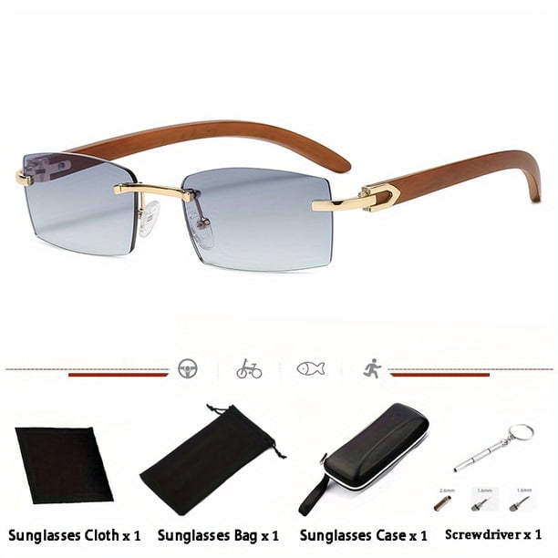 Trendy Men's Frameless Rectangle Sunglasses with UV400 Protection