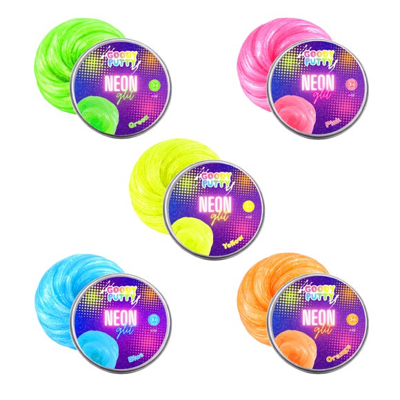 Goody Putty Fidgety Putty Neon Brillante – Set de 5 Latas
