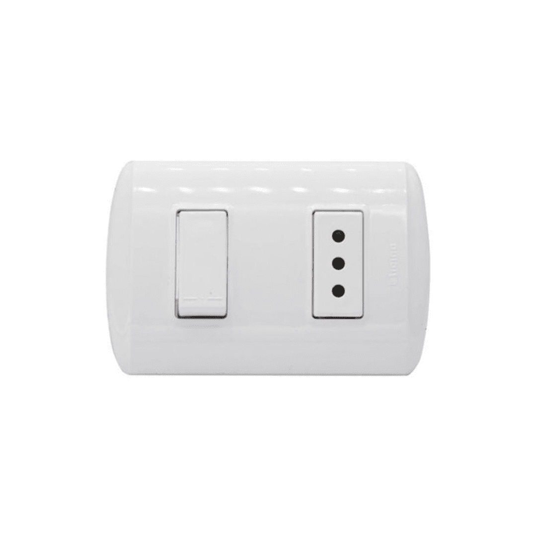 Bticino - Interruptor 9/12+ Enchufe 10a 220v Blanco Modus Plus