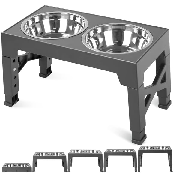 Cuencos elevados para perros Niubya con 2 cuencos de acero inoxidable