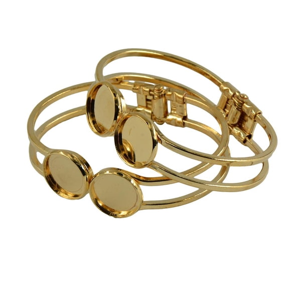 2 piezas brazalete brazalete brazalete 16mm en blanco redondo cabujón bisel configuración diy kc oro