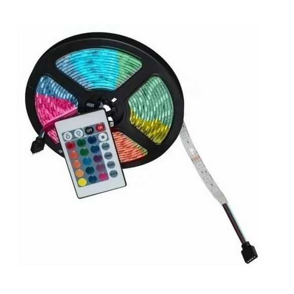 Tira Led Multicolor Rgb Rollo De 5 Metros Con Control Luz