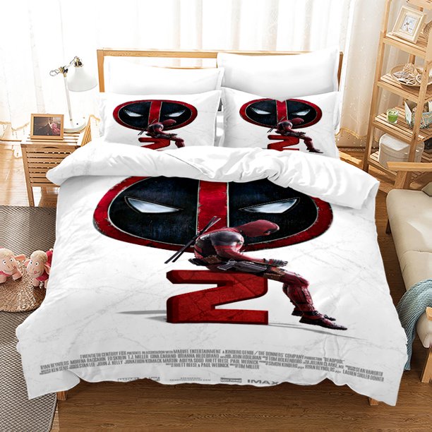 Dead-pool 3 PCS Comforter Set with 2 Pillowcases,Deadpoo-l Bedding Set Sheet Set for Kids Adults,All Season Lightweight