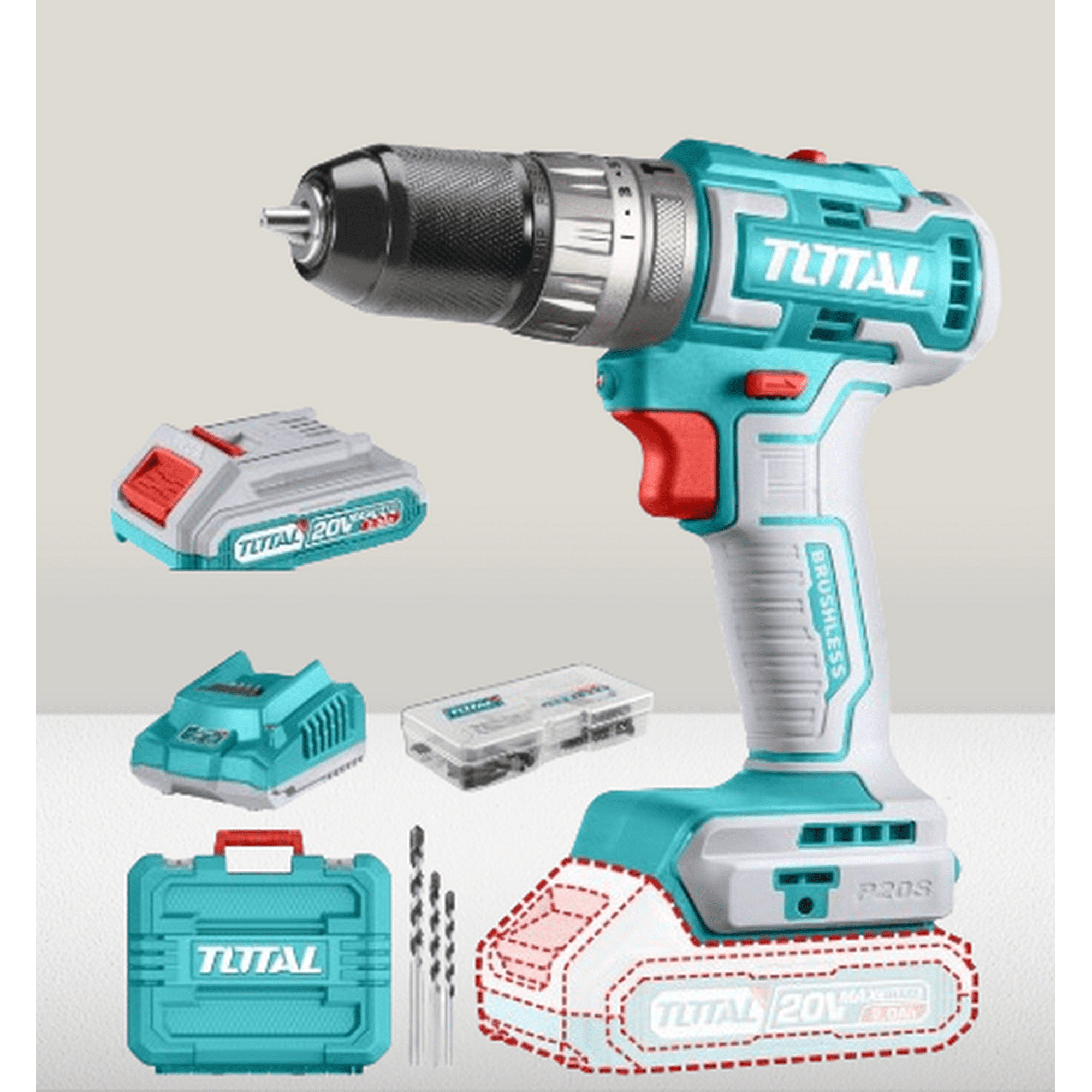 Total Tools - Taladro Inalambrico Impacto 10mm 20v 50nm Total