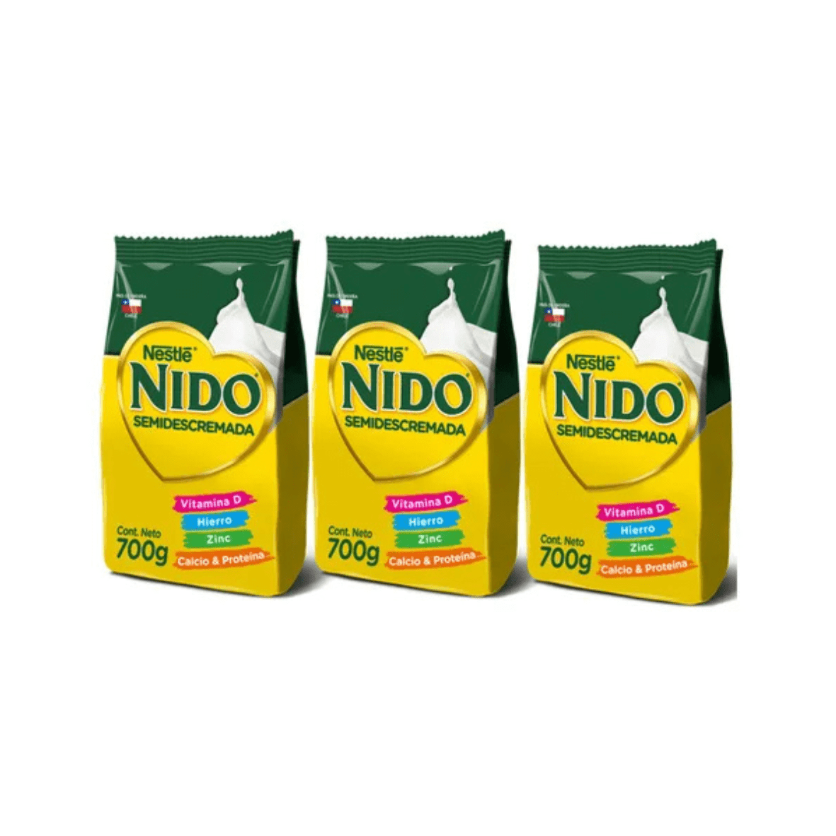 Pack Leche En Polvo Nido® Semidescremada Bolsa 700g X3