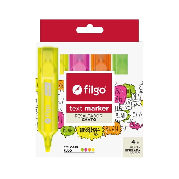 Destacador text marker estuche 4 fluor