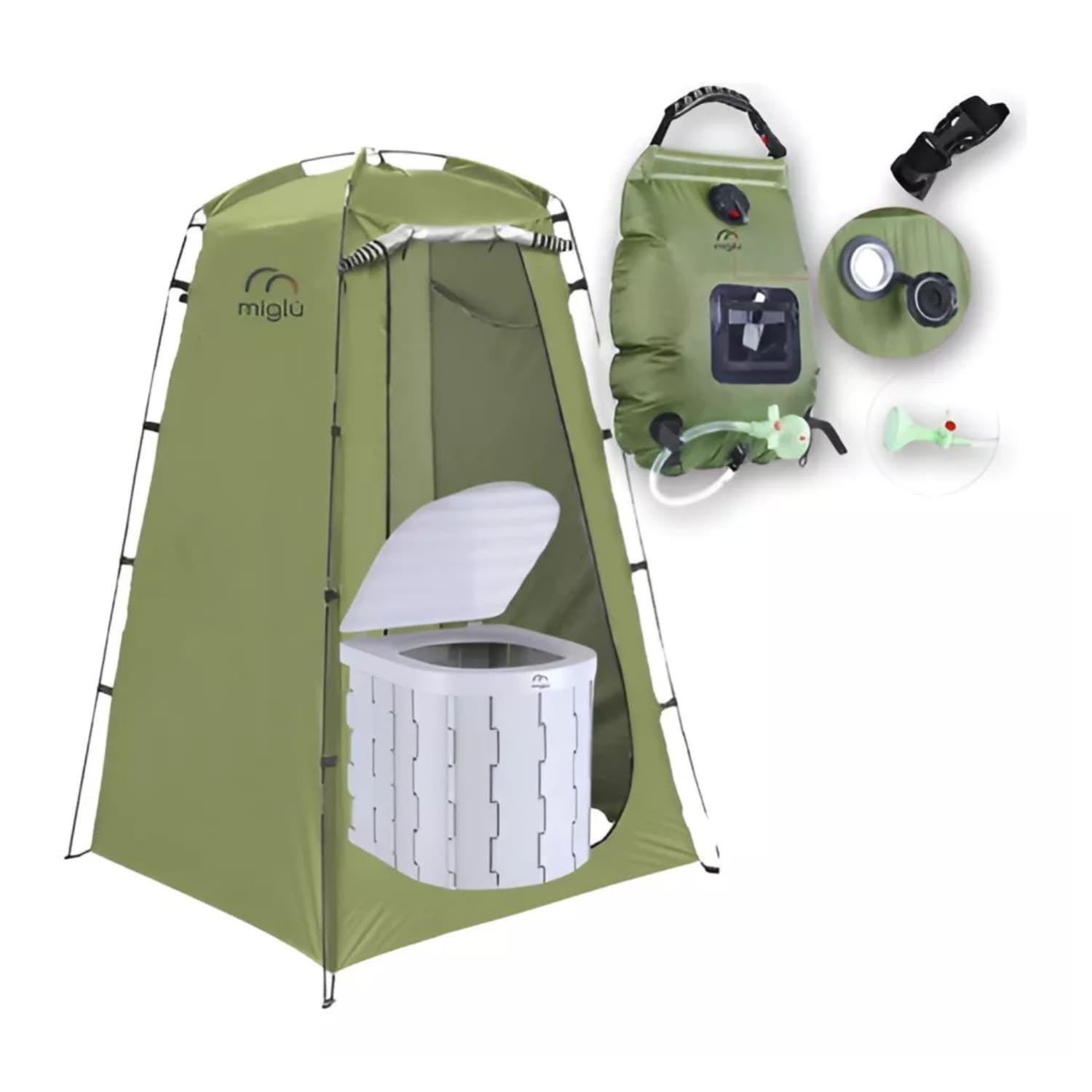 Miglu - Carpa Baño Portátil Químico Ducha Solar Camping 3 En 1