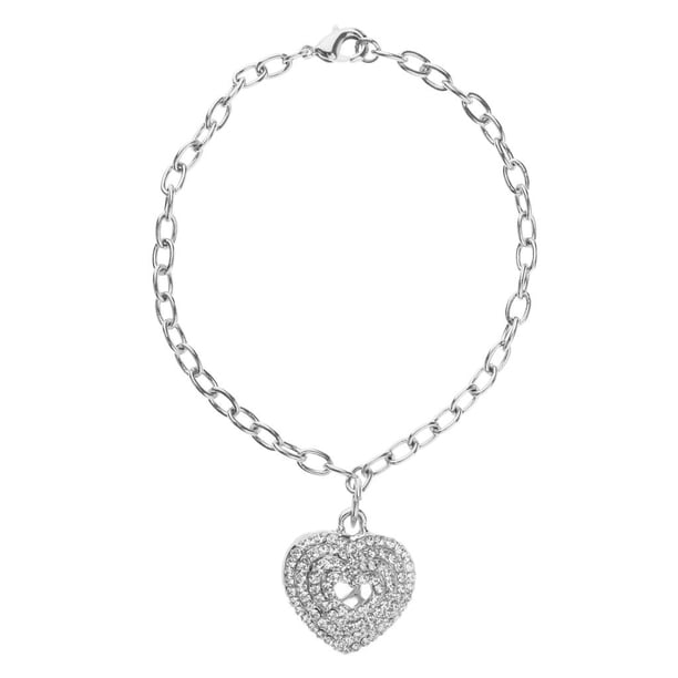 moda en forma de corazón conjunto barrena pulsera amor pulseras de diamantes de oro blanco