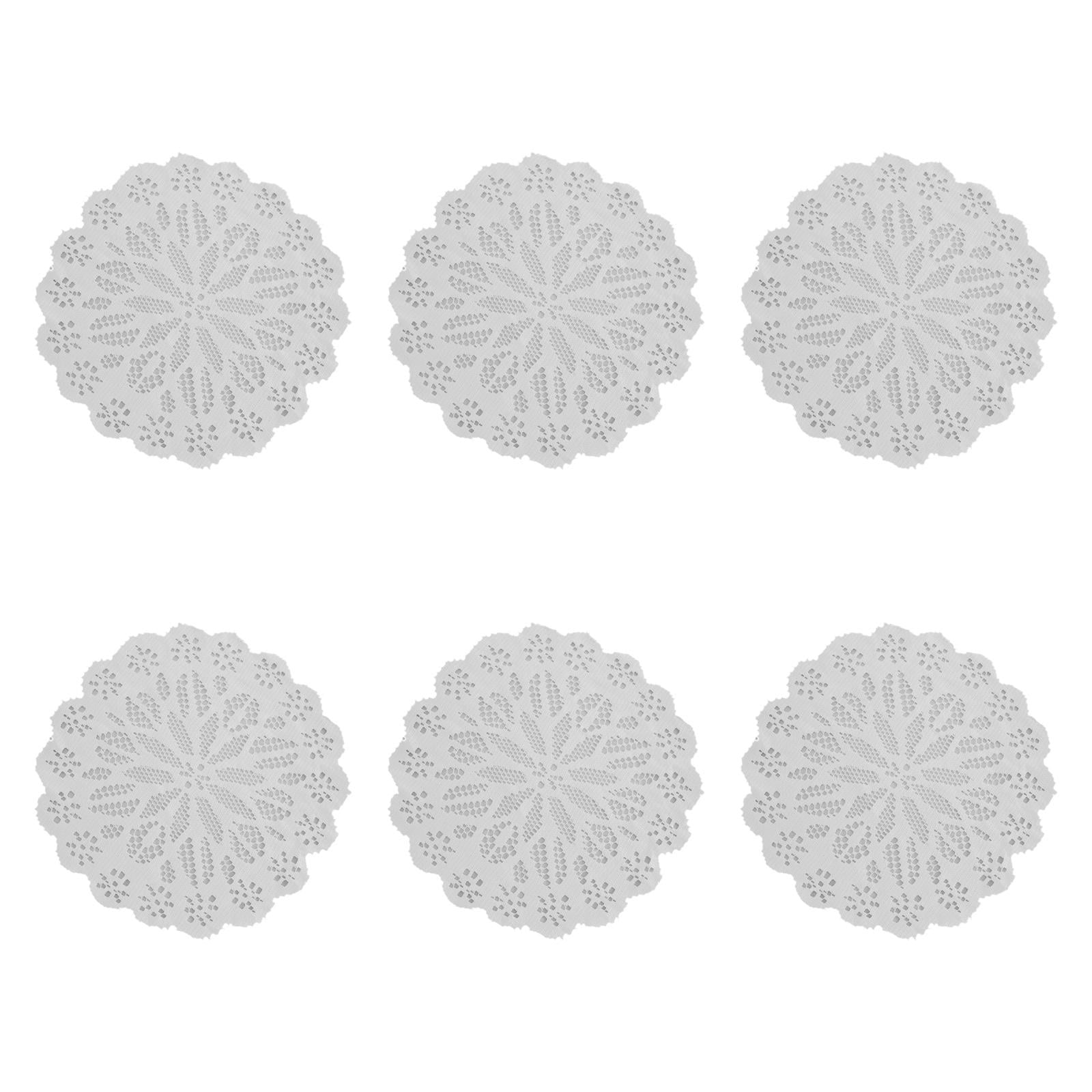 Magideal - 6 Manteles Individuales De Encaje Para Comedor, Antideslizantes, Redondos, De Diseño Vintage, Para Tazas, Jarrones, Para Encimeras, Hogar, Decoración Blanco