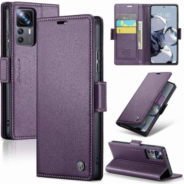 CaseMe tipo cartera Xiaomi 12T/12T Pro con cierre magnético, RFID, tarjetero, soporte, carga inalámbrica