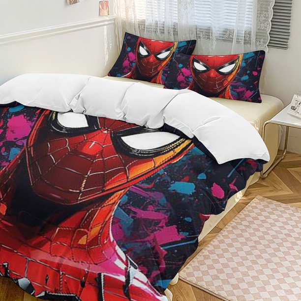 Spider-Man 3-Piece Twin Bed Set - Includes 1 Single Quilt And 2 Pillow Cases Bedding - Fade Resistant Microfiber - Spider