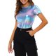 thumbnail image 1 of INSPIRE CHIC Tops de Fiesta Brillantes de Manga Corta Texturizados Metálicos para Mujer M NONE15, 1 of 6