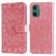 thumbnail image 5 of Funda tipo cartera FOXDOCK para Motorola Moto E15 , diseño girasol en relieve, cuero PU, cierre magnético, soporte y tarjetero, 5 of 5