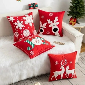 Genérico - Pack De 4 Fundas De Cojín De Navidad De 45X45 Cm Modelos Surtidos K1