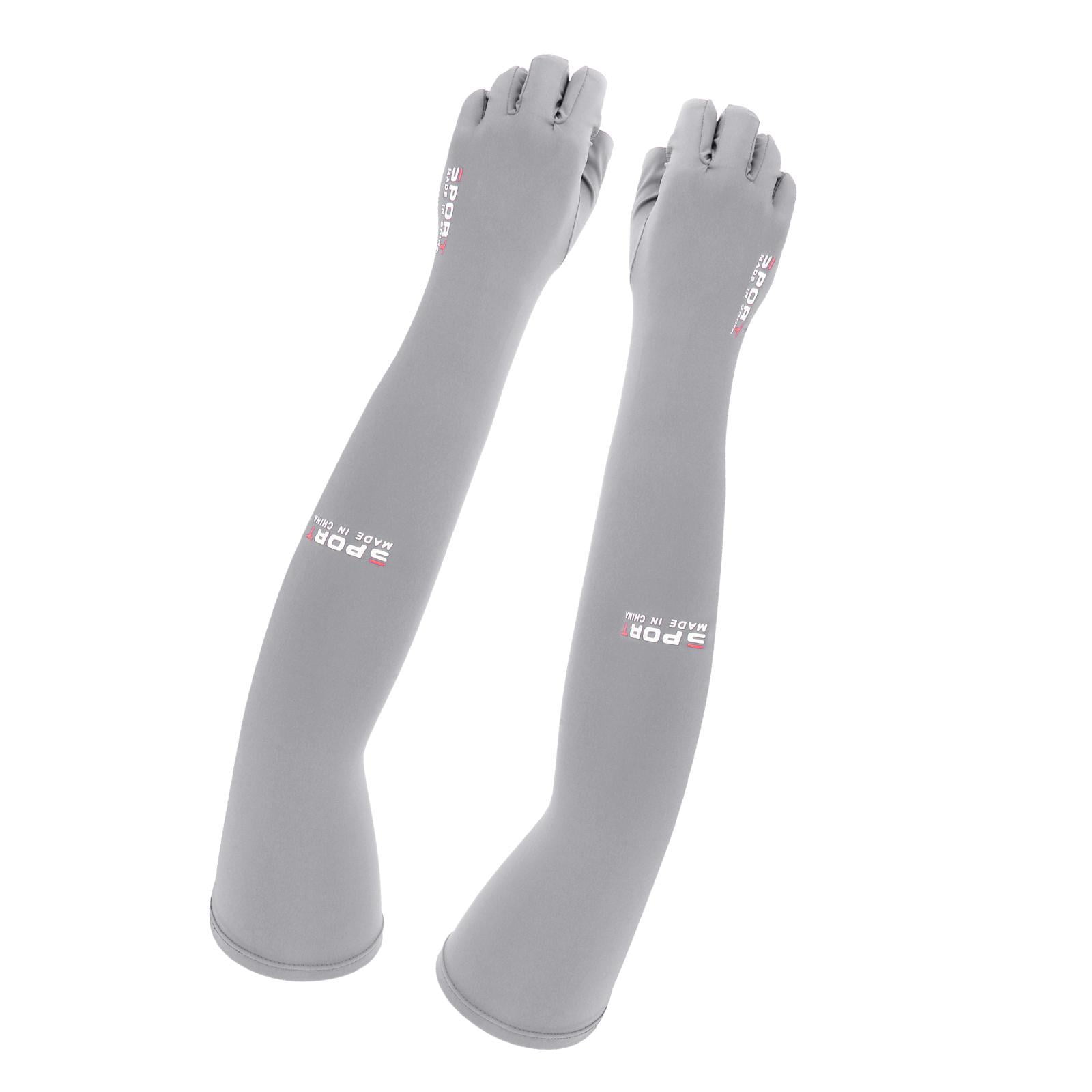 Ioensy - Refrigeración Mangas De Brazo Guantes Sin Dedos Tatuaje Cubrir Pesca Al Aire Libre Gris