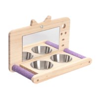 Ioensy - Percha Para Loros Con Comederos, Divertidos Accesorios Para Jaulas De Pájaros Para Cacatúas Con Espejo