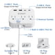 thumbnail image 2 of Regleta de enchufes Unidapt de US a EU y UK, 3 tomas de CA, 4 puertos USB, 1,5 m, 2 of 6