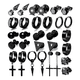 thumbnail image 1 of 16 Pares Aros Aretes Pendientes Hombre Negro Negro, 1 of 7