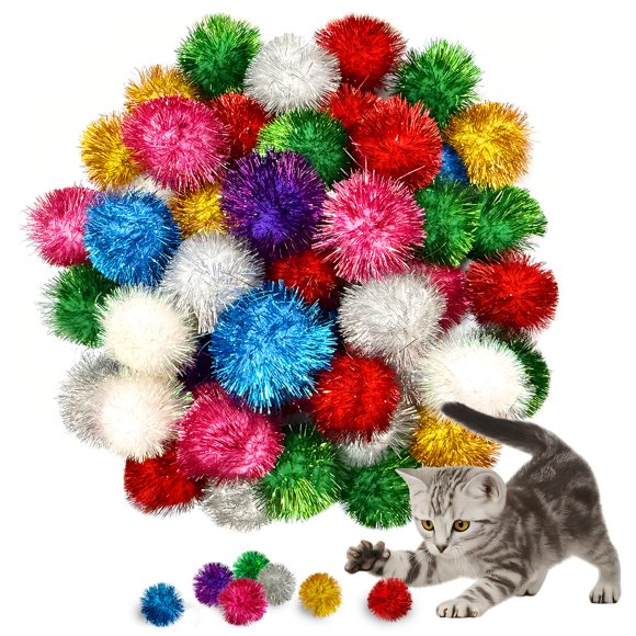 Bolas de juguete para gato Eerrhhaq 5 cm (2 pulg.) Pack de 50 surtidas con brillo