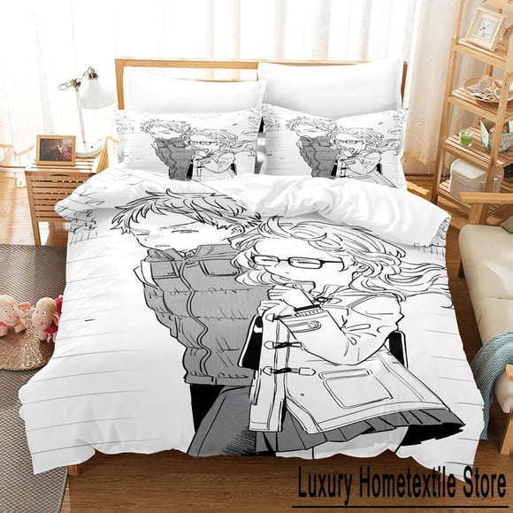 Kawaii The Girl I Like Forgot Her Glasses Kaede Bedding Set three-piece set Adult Kid Bedroom Duvet cover Sets Bed Sheets