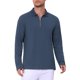 thumbnail image 5 of INSPIRE CHIC Camisas Polo Texturizadas para Hombre de Manga Larga con Cremallera Cuarto para Golf XL Azul Marino, 5 of 6