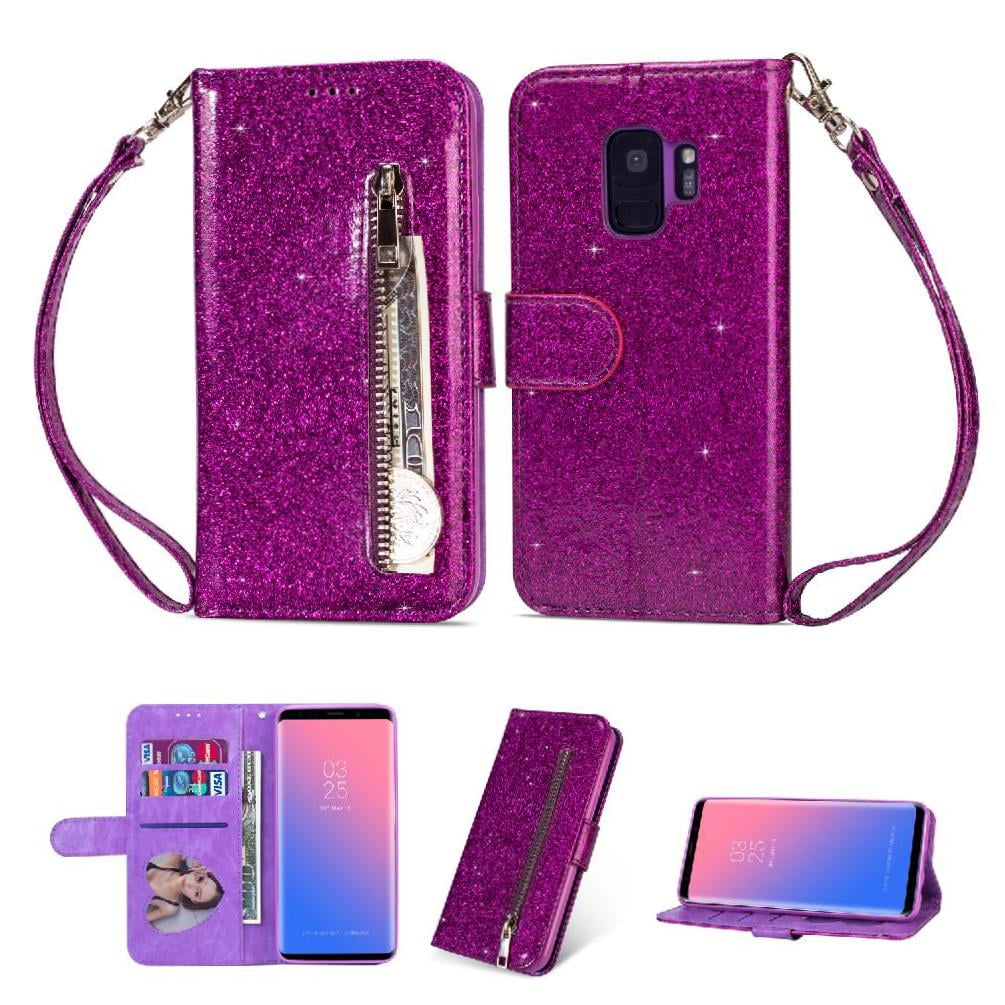 Funda Para Foxdock Elegante Funda Samsung Galaxy S9 Glitter Con Cremallera-ideal Para El Uso Diario