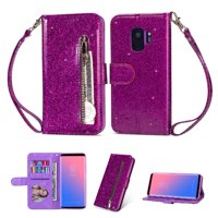 Funda Para Foxdock Elegante Funda Samsung Galaxy S9 Glitter Con Cremallera-Ideal Para El Uso Diario