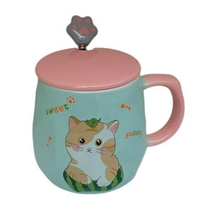 El Edén - Mug, Taza Cerámica Diseño Gatitos Kawaii, Con Tapa, 430 Ml