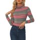 thumbnail image 1 of INSPIRE CHIC Blusa de Mujer de Cuello Alto a Rayas de Manga Larga para Fiesta de Navidad para Uso Casual o de Trabajo S Rayas Rojas, 1 of 6