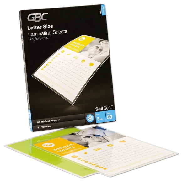 Láminas laminadoras GBC Swingline autoadhesivas, 3 mil, paquete de 50