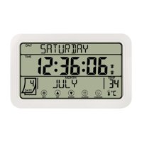 Magideal - Reloj De Pared Electrónico Relojes En La Pared Colgando Sin Tictac Con Día / Fecha Reloj Despertador Decorativo Para Sala De Estar Cocina , Blanco