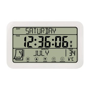 Magideal - Reloj De Pared Electrónico Relojes En La Pared Colgando Sin Tictac Con Día / Fecha Reloj Despertador Decorativo Para Sala De Estar Cocina , Blanco