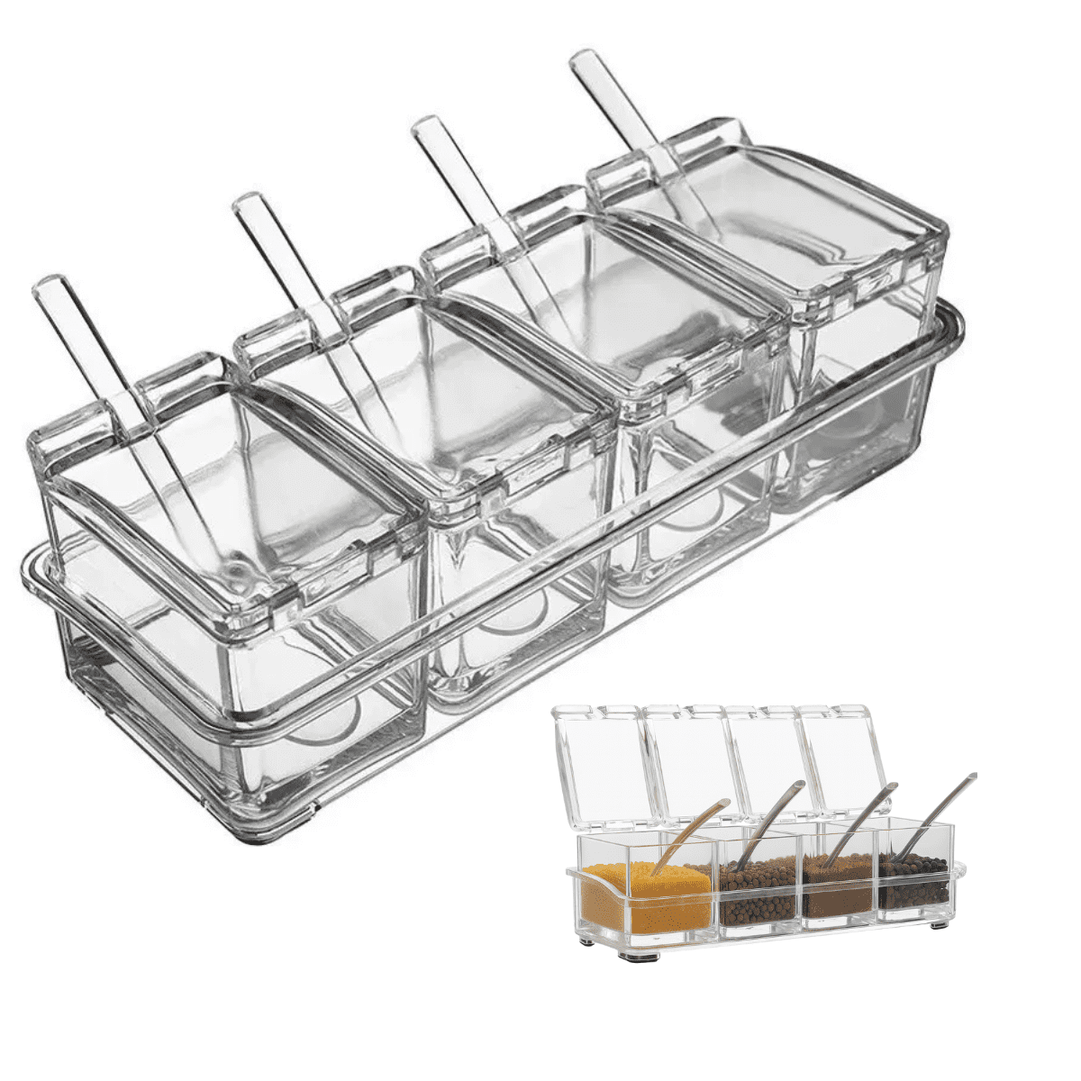 Genérico - Organizador De Especies Condimentero Acrilico Con Cucharas