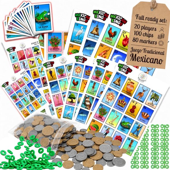 Juego de Bingo Mexicano Cuitaxi para 20 Jugadores