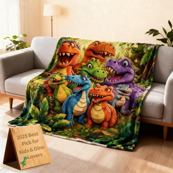 Manta De Franela Con Diseño De Dinosaurio Ultrasuave Para Niños Y Adultos