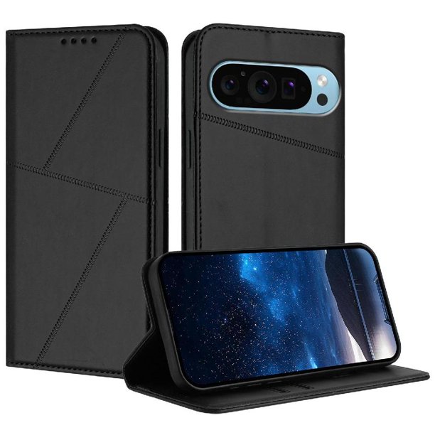 Funda Cartera Magnética para Google Pixel 9 Protección Antichoque con Ranuras Negro
