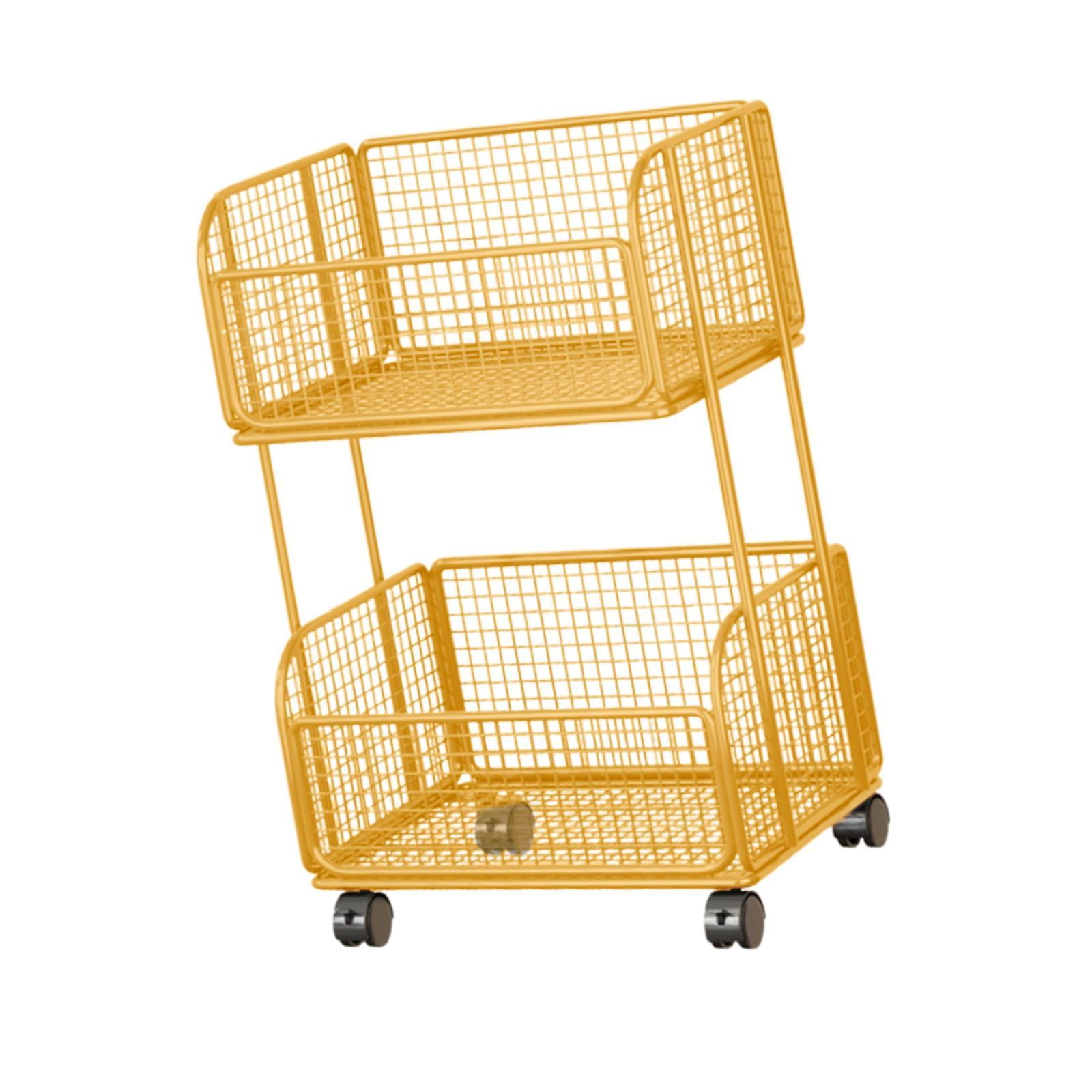 Magideal - Carro De Almacenamiento De Cocina Con Cestas Metálicas En Estante Móvil Organizador Vertical Función Multiusos Adecuado Para Despensa Baño Oficina Co Oro