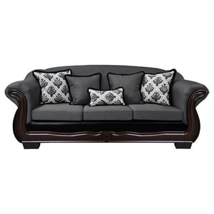 América Decora - Sofá Con Resorte Estructura Búfalo 4 Personas Chenille+Pu Gris