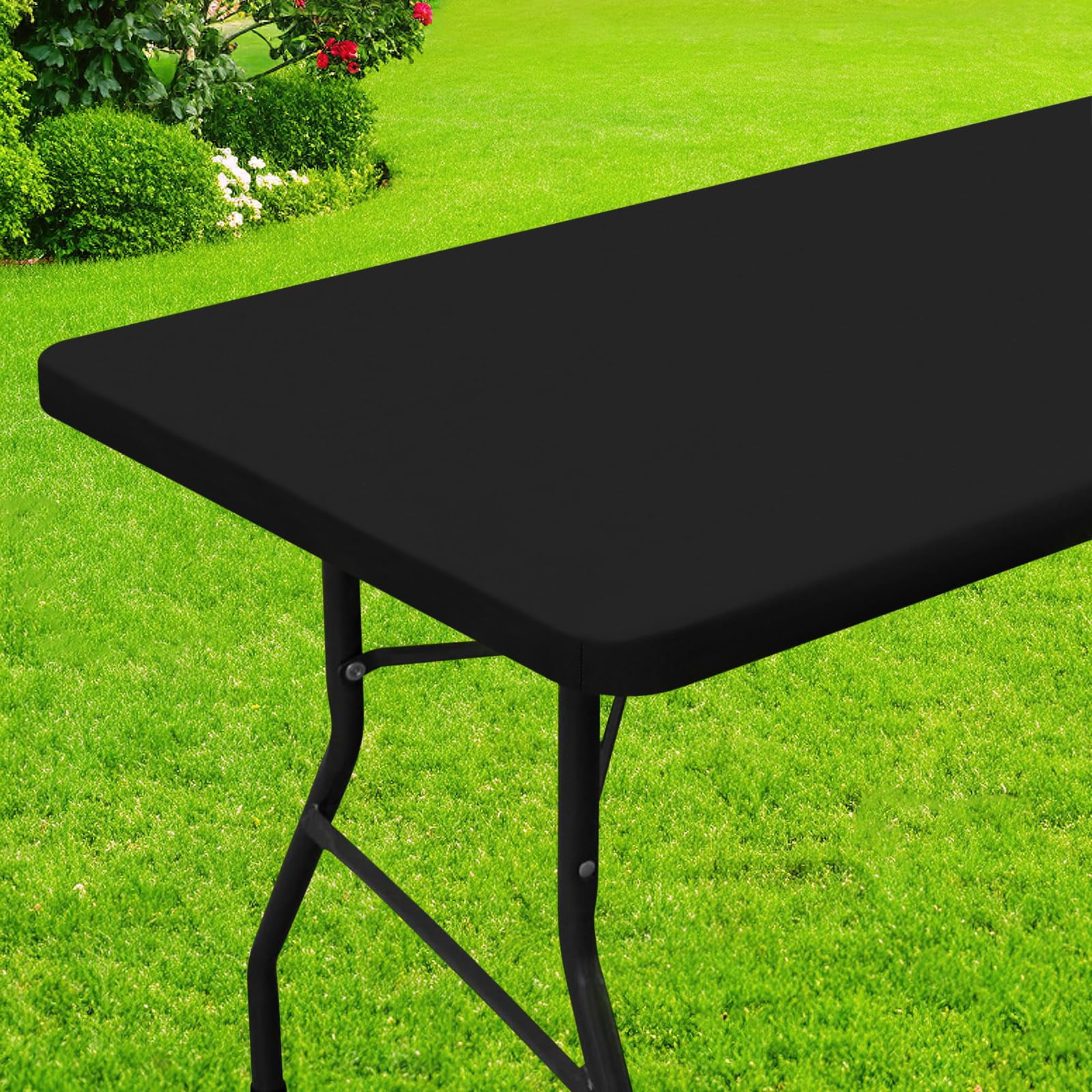 Mantel Rectangular Smiry Impermeable Para Mesa De 8 Pies, Color Negro