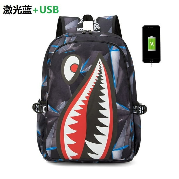 Cool shark mouth prints bagpack boy camouflage college bags unisex schoolbags waterproof backpacks student large capacity bags