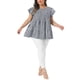 thumbnail image 2 of Agnes Orinda Blusa de Mujer Talla Grande de los Años 50 Cuello Redondo de Cuadros Mangas Cortas Acampanadas Blusa de Verano Babydoll Talla 2X Negro, 2 of 6