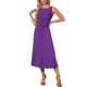 thumbnail image 2 of Vestido Formal Elegante sin Mangas con Fruncido en la Cintura Alta A-Line para Mujer INSPIRE CHIC XL Púrpura Oscuro, 2 of 5