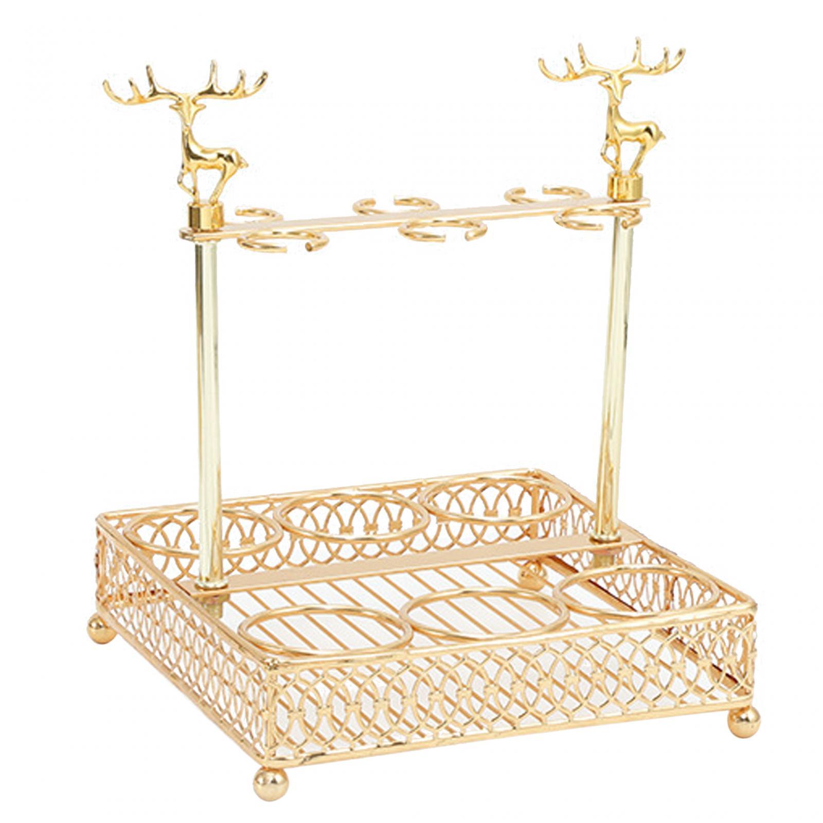 Magideal - Estante Para Copas De Vino, Soporte Para Gafas Con Agujeros Redondos, Soporte De Exhibición, Organizador De Exhibición De Artículos De Bar, Estante De Cuadrado