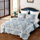thumbnail image 1 of Juego de ropa de cama VIVILINEN, edredón azul con estampado floral, tamaño queen, 1 of 8