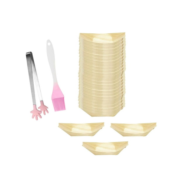 100 Uds. Barco De Madera Utensilio Para Sushi Ensalada De Postre Para Catering Cafetería Comedor