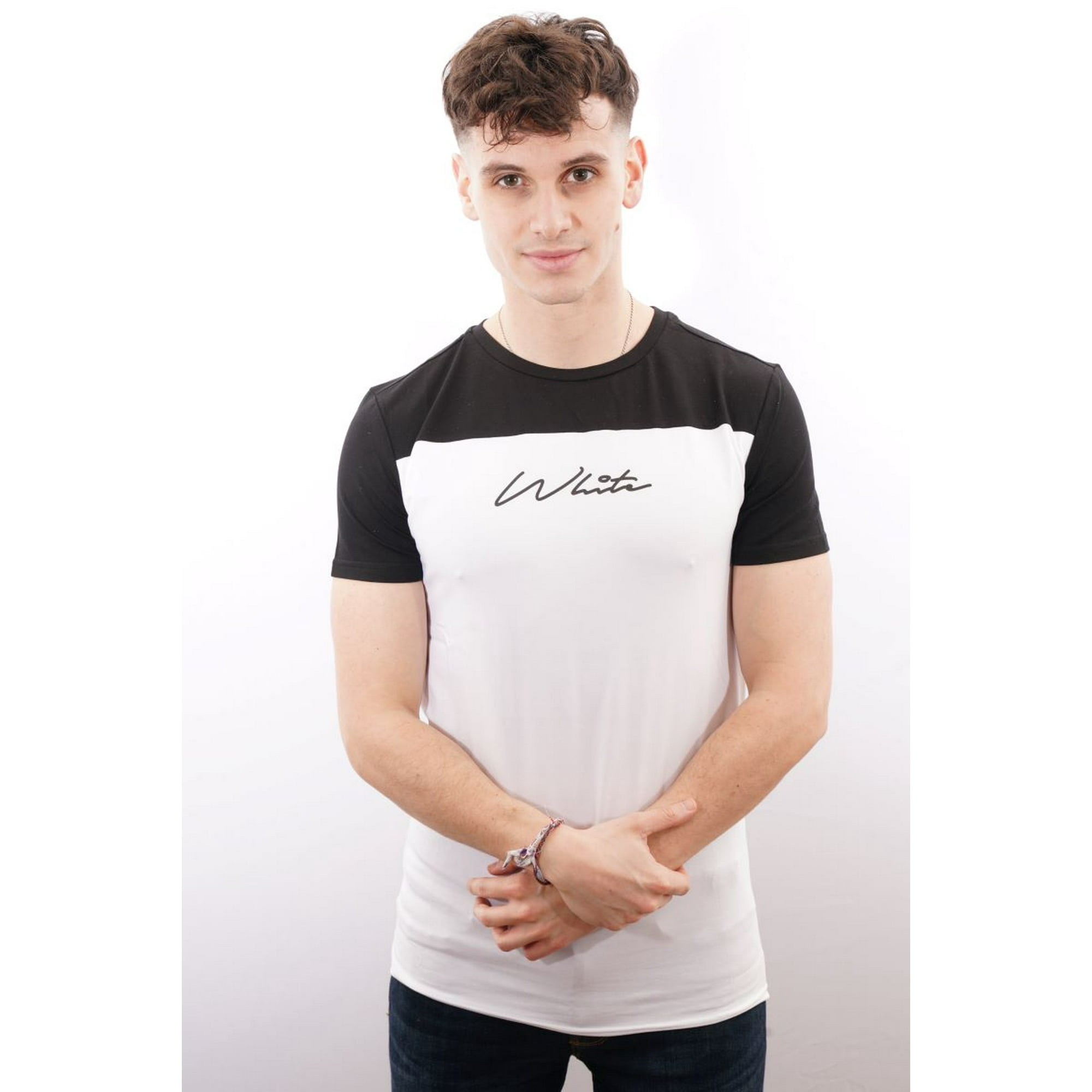 White Clothing - Polera Bi Color Negro Y Blanco Super Fit