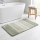 thumbnail image 1 of Alfombra de baño a rayas degradadas de felpa REGALWOVEN Uxcell, alfombra de baño de microfibra peluda lavable a máquina con respaldo de TPR verde 16" x 24", 1 of 7