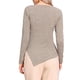 thumbnail image 3 of INSPIRE CHIC Top de Punto de Manga Larga para Mujer con Cuello de Barco para Otoño e Invierno con Dobladillo Irregular Camiseta Casual M Caqui, 3 of 6
